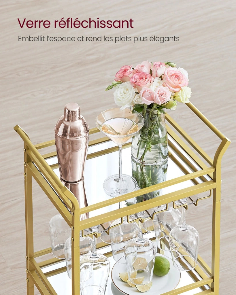 Carrello da cucina a 3 ripiani con ruote 30 x 468 x 92 cm maniglia in vetro riflettente carrello di servizio per piccoli spazi cucina sala da pranzo bagno soggiorno oro 2_0004991