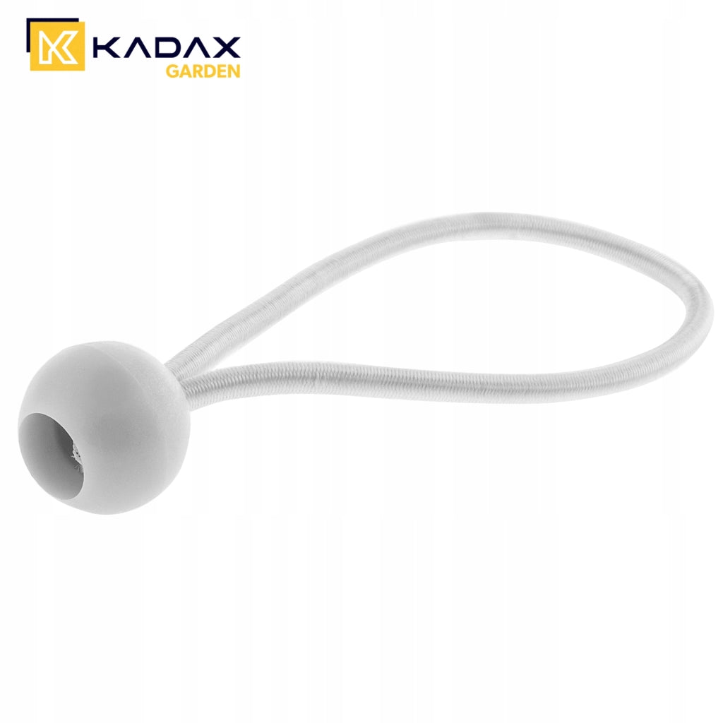 Set di 10 elastici con sfere KADAX per il fissaggio di teloni. Elastici per teloni da 15 cm, resistenti.