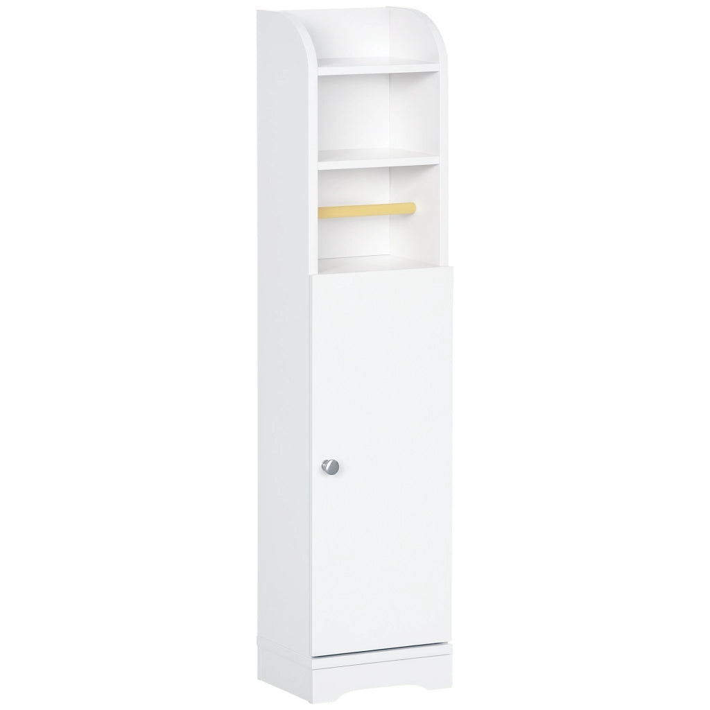 Mobile Bagno con Anta e Ripiani Aperti ¨C zephmum ¨C Bianco 23x18x100 cm