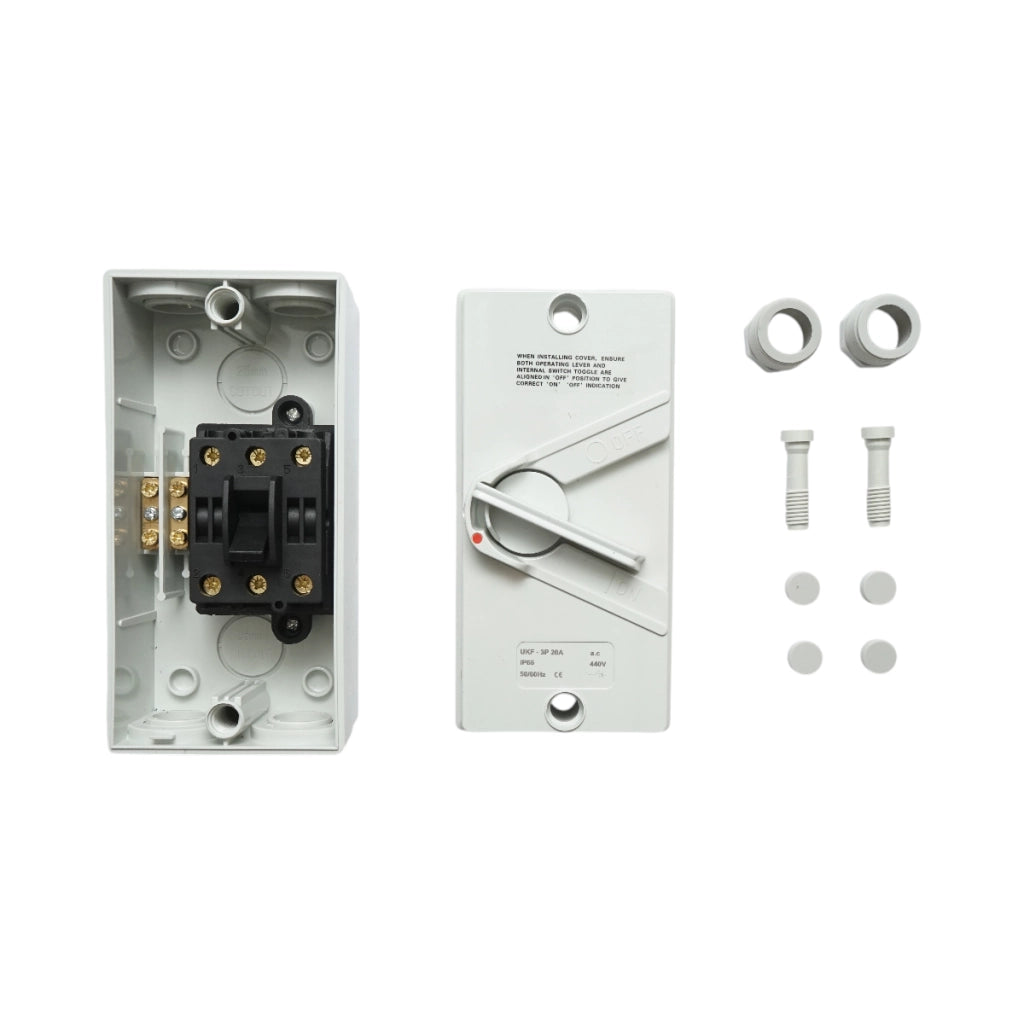 Interruttore sezionatore 3P, 440V AC, 20A ON/OFF con protezione IP66