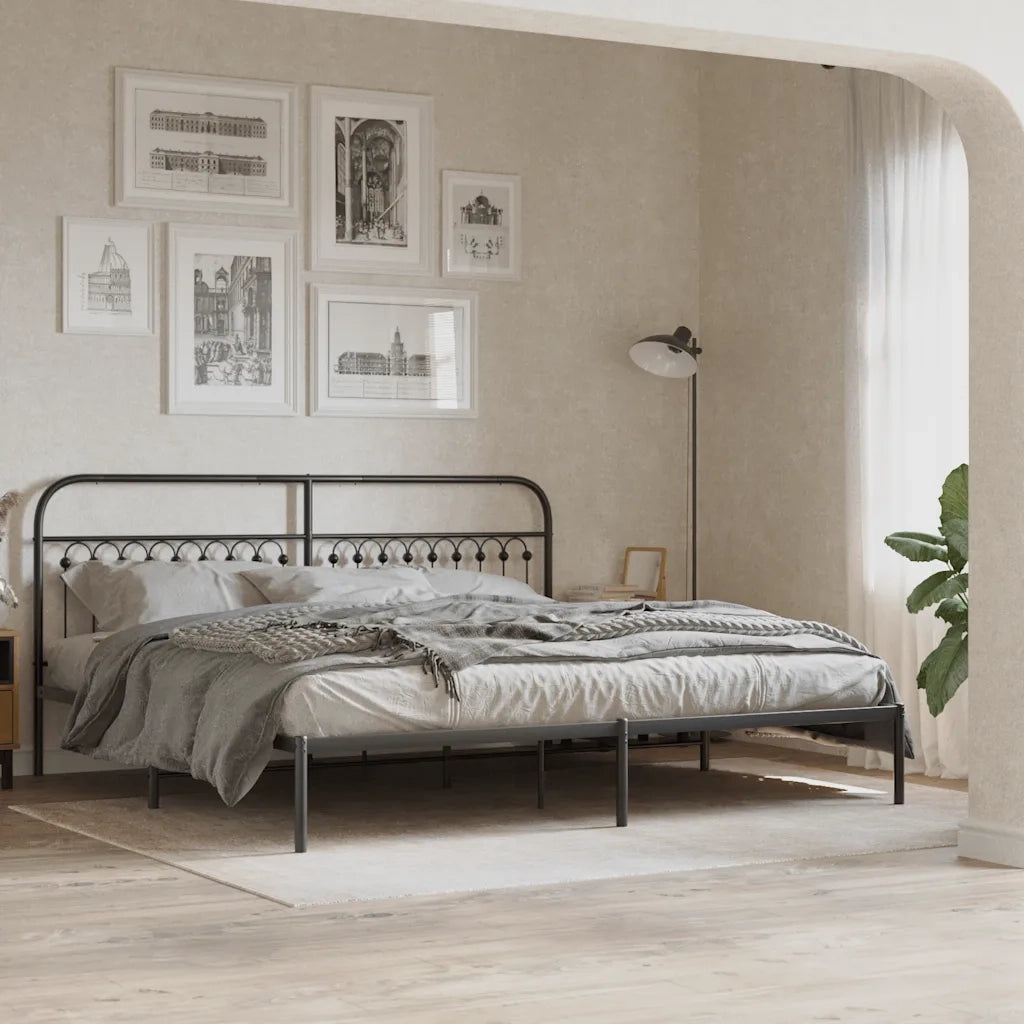 Giroletto con Testiera-Struttura Letto con testiera in Metallo Nero 200x200 cm 768231
