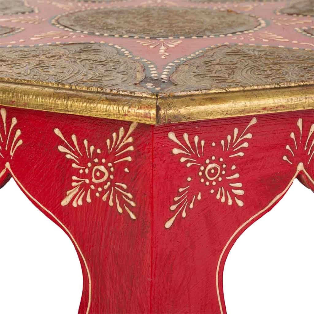 Tavolino in legno e metallo rosso 40x40x15,5h