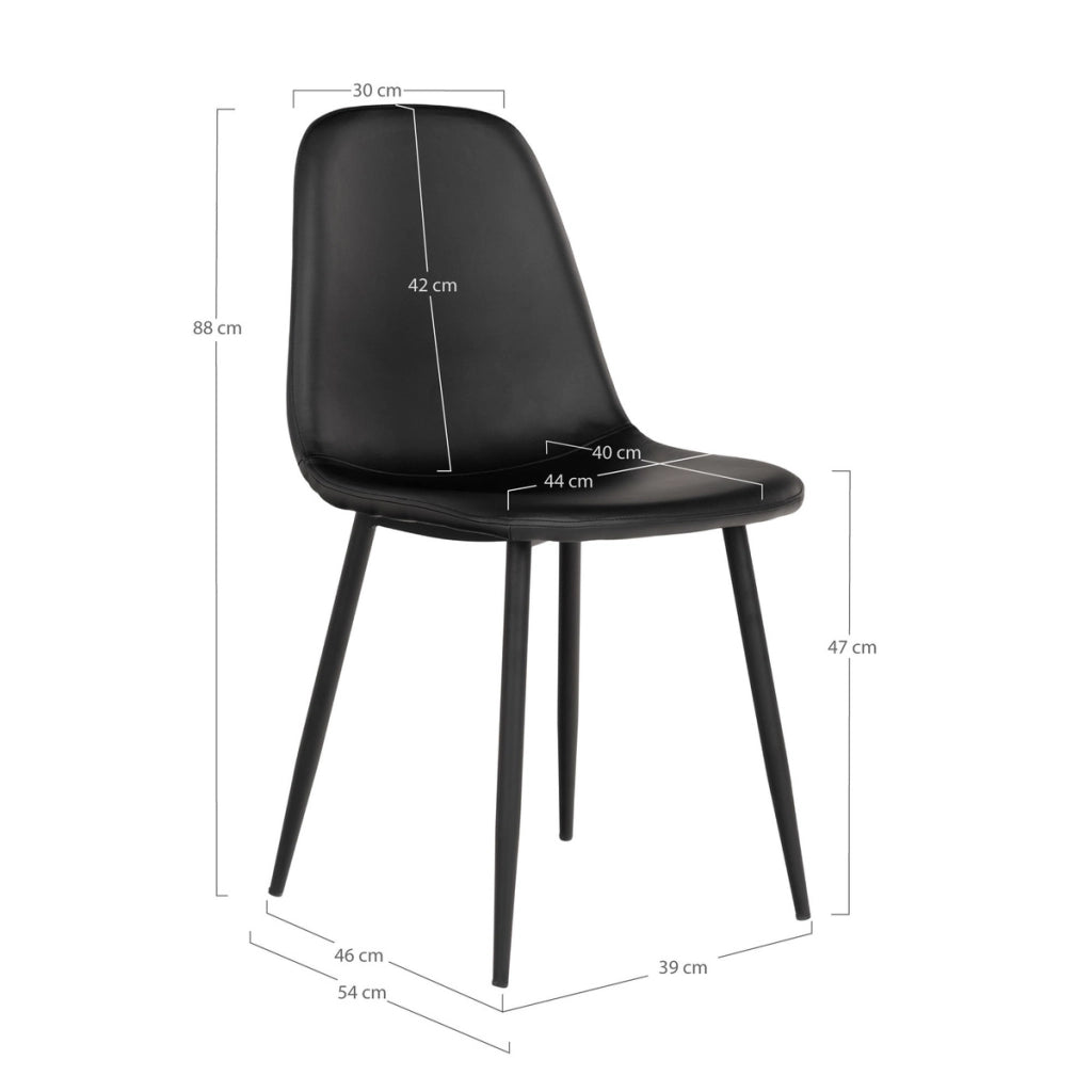Set di 2 Sedie Stockholm, Nero, Similpelle, 54x44x88 cm
