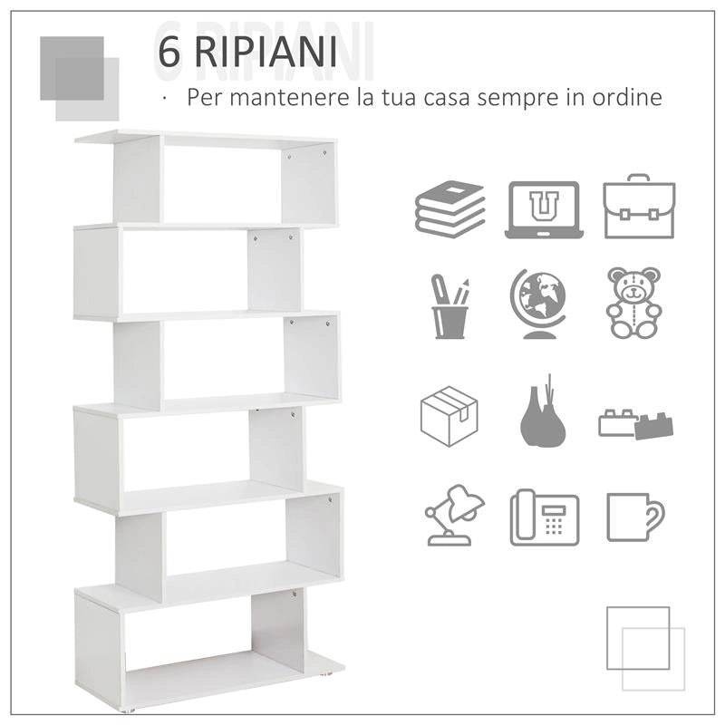 LIBRERIA DI DESIGN DA UFFICIO SCAFFALE IN LEGNO 80 X 24 X 191 CM BIANCO OPACO