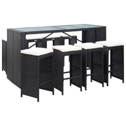 Set Bar da Giardino 9 z pz in Polyrattan Nero cod mxl 35135