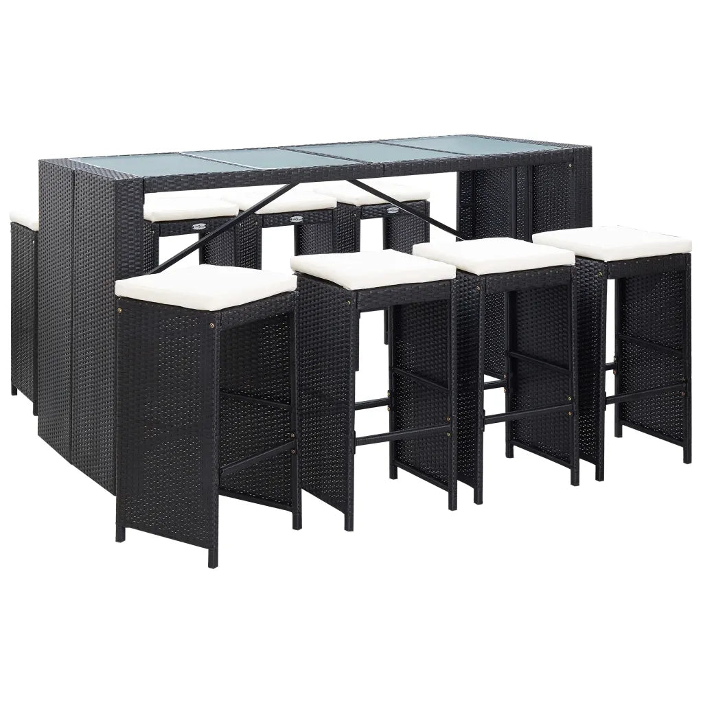 Set Bar da Giardino 9 z pz in Polyrattan Nero cod mxl 35135