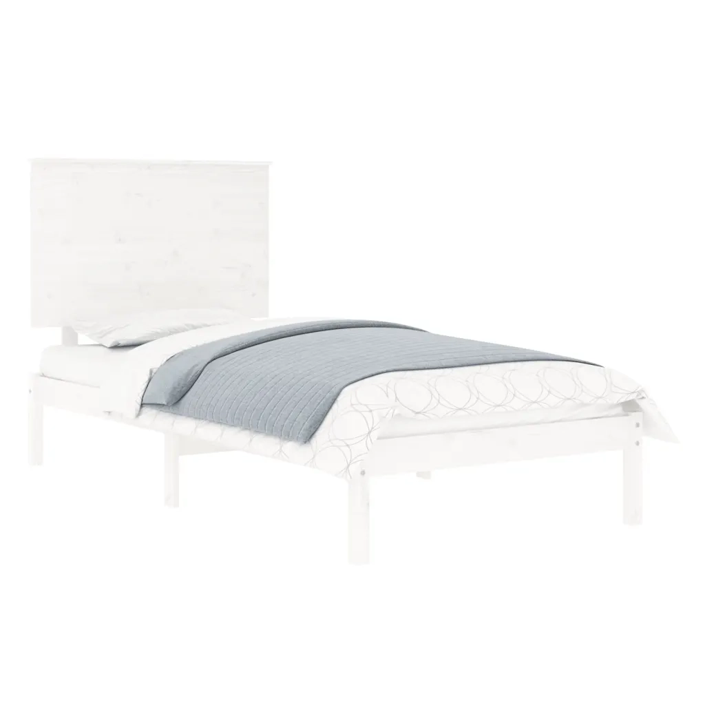 Letto singolo | Letto per adulti | Giroletto senza Materasso Bianco 90x200 cm Legno Massello Pino