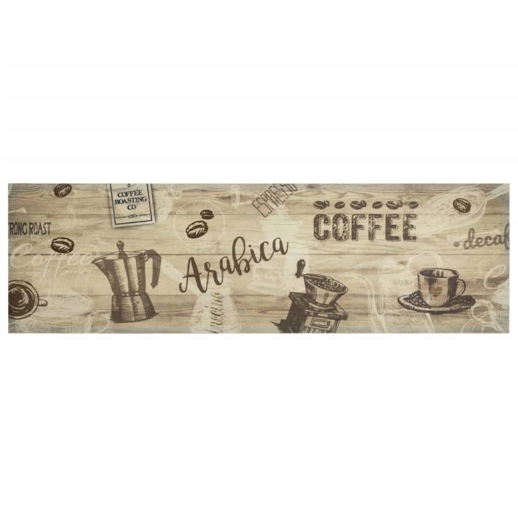 Tappetino da cucina lavabile design elegante 150 x 45 cm antiscivolo morbido velluto marrone 02_0056417
