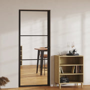 Porta da Interno ESG Vetro e Alluminio 83x201,5 cm Nera 151199