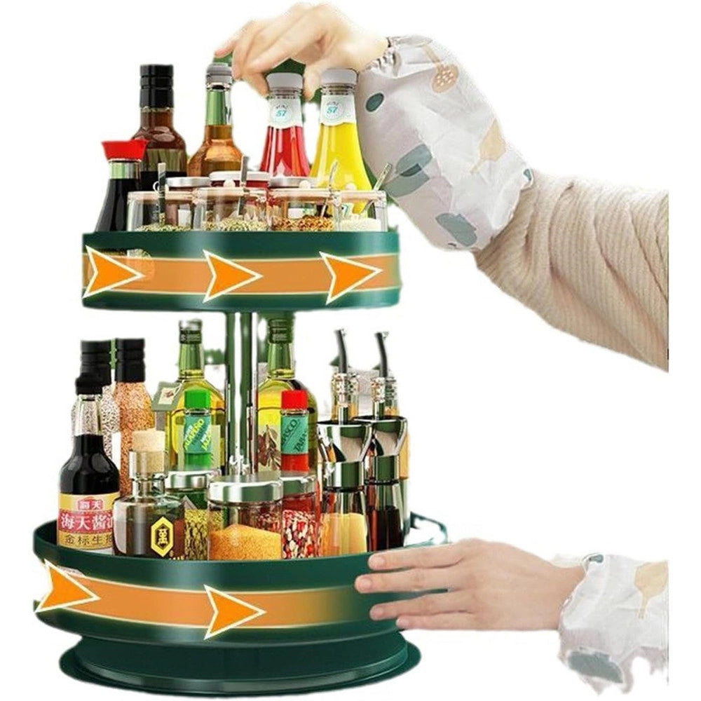 Trade Shop - Portaspezie Organizer Mensola Girevole A 360° Per Cucina Bagno Soggiorno Camera 2 Livelli -