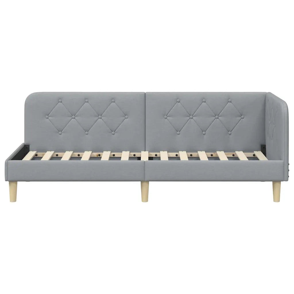 Letto singolo | Letto per adulti | Cornice del letto ad angolo Grigio chiaro 80 x 200 cm Tessuto