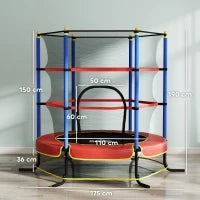 Trampolino per Bambini con Tappeto Elastico, Rete di Sicurezza e Pali Imbottiti, Età 3-10 Anni, Blu