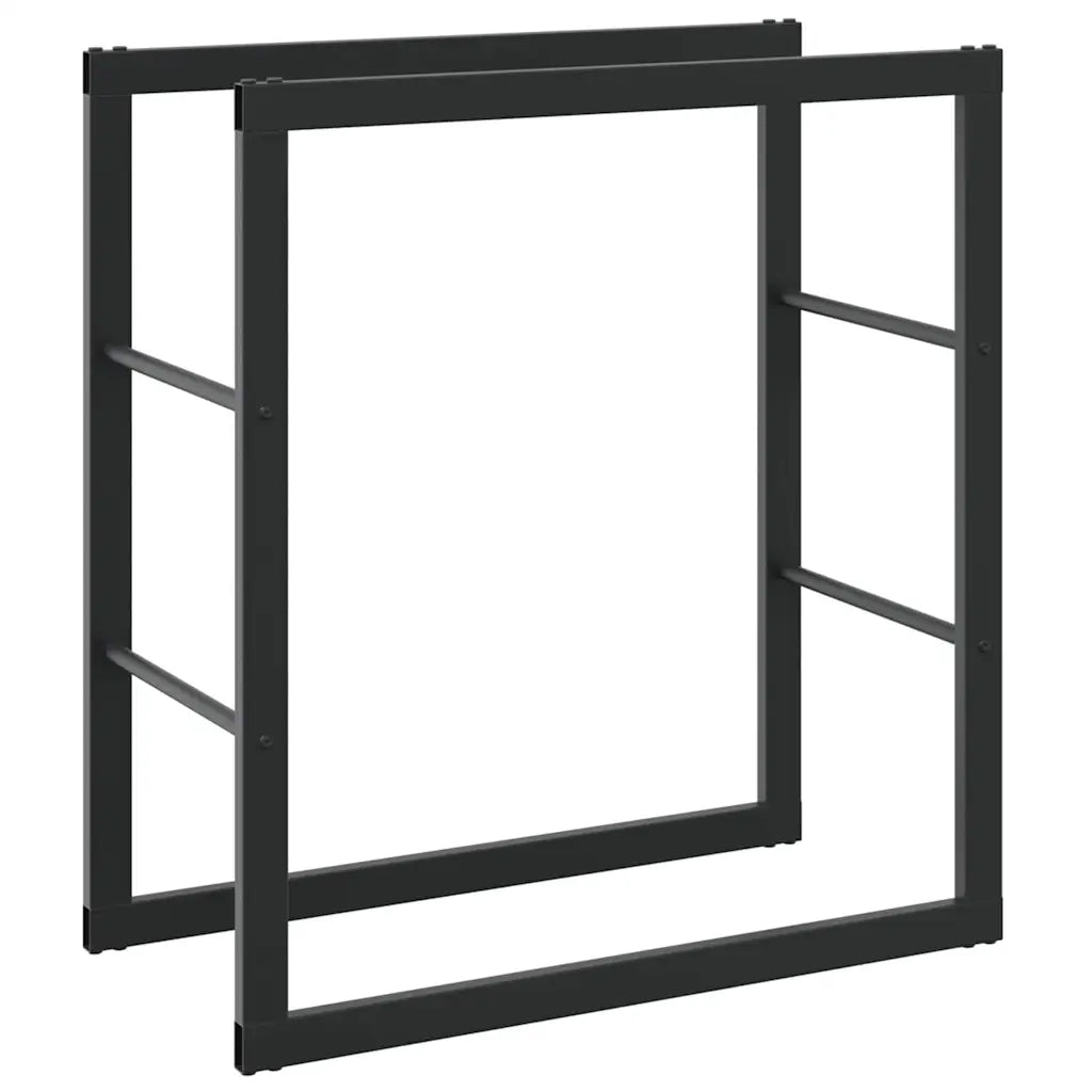 Rastrelliera per Legna da Ardere-Portalegna Nera 55x30x61 cm in Acciaio
