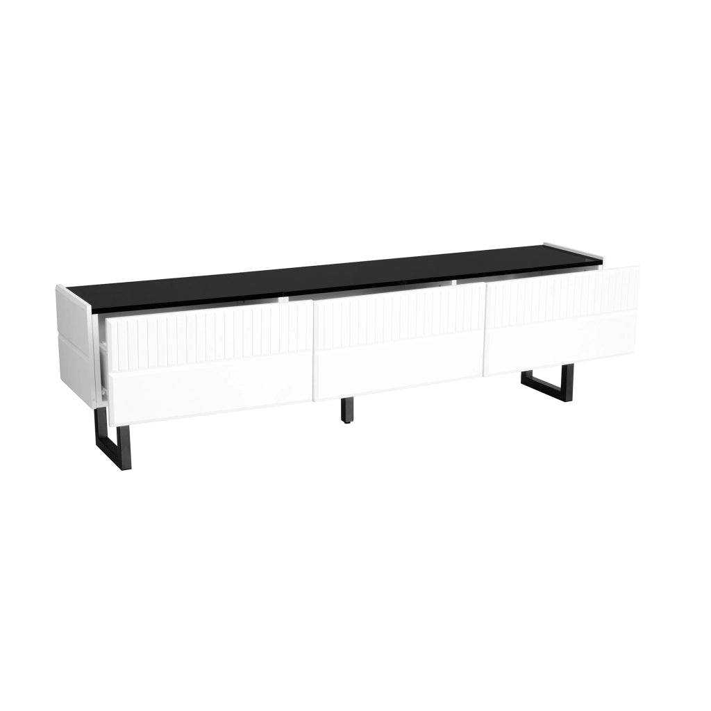 Mobile porta tv 170 cm bianco e nero，mobile tv basso con 3 cassetti