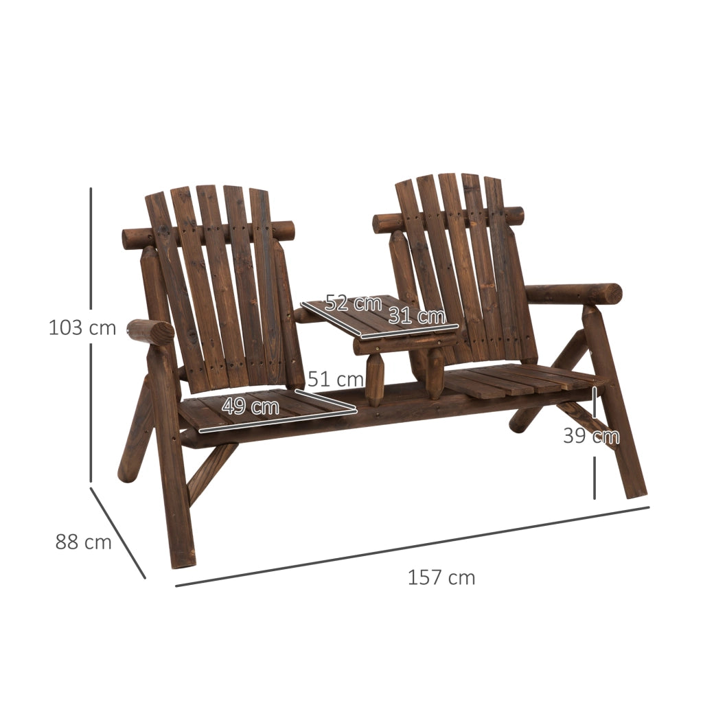 Set tavolo e panche da giardino ¨C zephmum ¨C legno massello marrone 157x88x103 cm