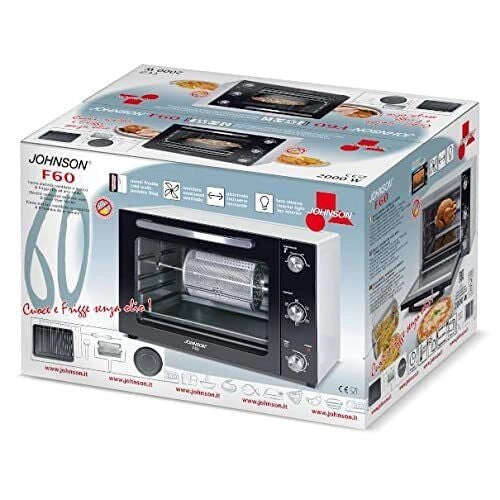 JOHNSON F60 Forno elettrico statico e ventilato con funzione friggitrice ad aria 60 L 2000 W pareti fredde ceramicate (63.5x48.5x42 cm) colore Bianco Nero