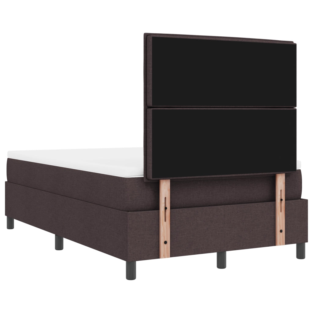 Letto Box Spring con Materasso & LED Marrone Scuro 120x200 cm Tessuto