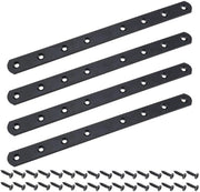 Bulloni a Piastra 4 Pezzi - Attacco Metallico - 245 x 20 x 3 mm - Viti M4x16 - Resistenti - Nero - Per Supporto di Mobili