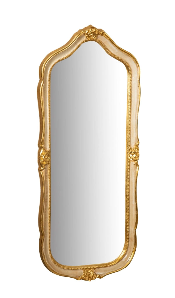 Biscottini SPECCHIERA DA PARETE IN LEGNO FINITURA FOGLIA ORO E AVORIO MADE IN ITALY