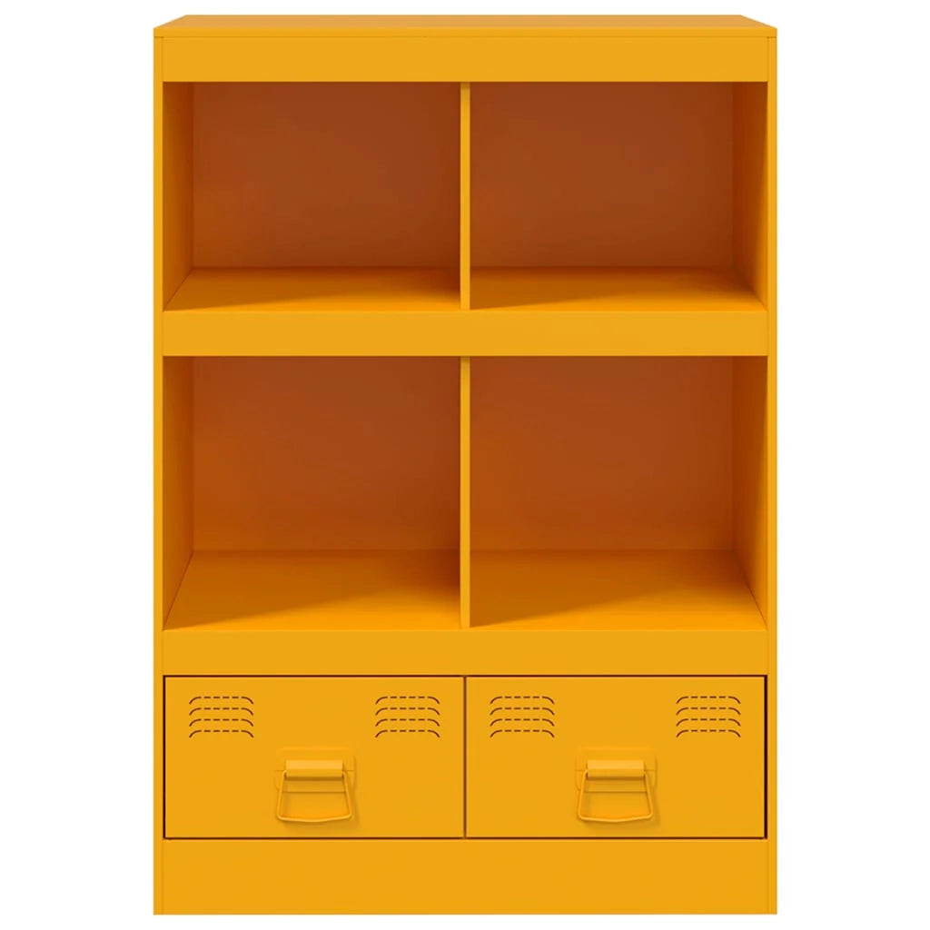 Buffet credenza cassettiera armadio mobile contenitore organizer per cucina soggiorno salotto giallo senape 67 x 39 x 95 cm acciaio giallo 02_0035703