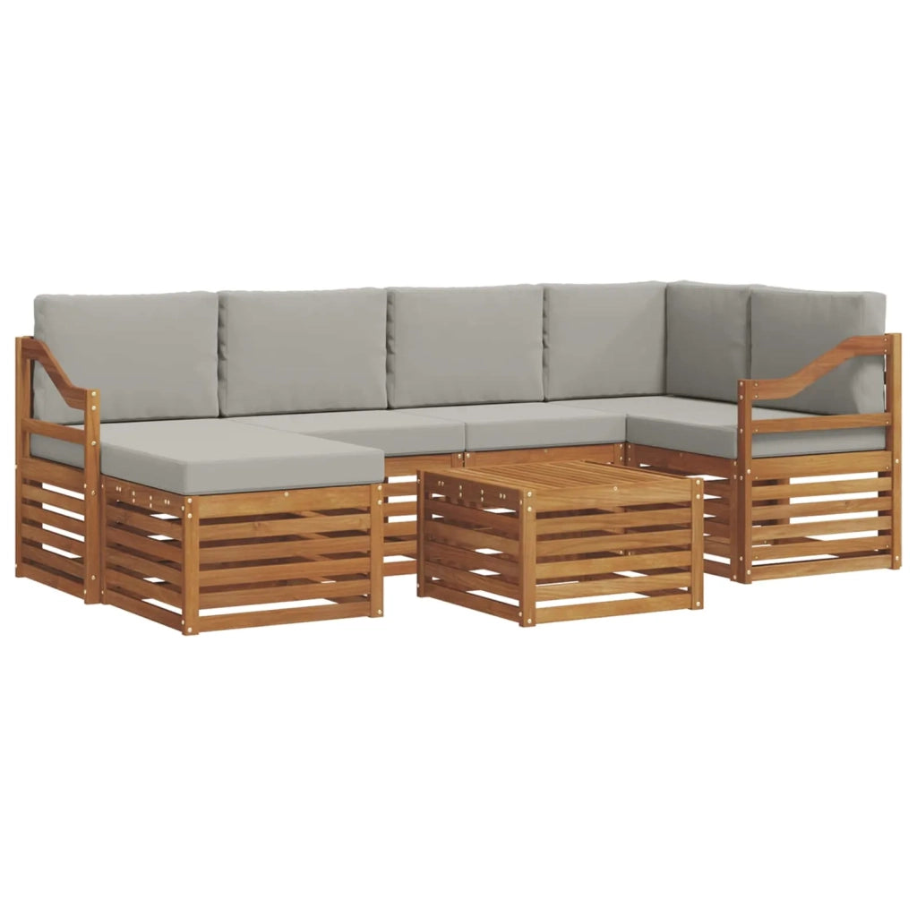 Set divano sezionale con cuscino 7 pcs Grigio Naturale e Chiaro