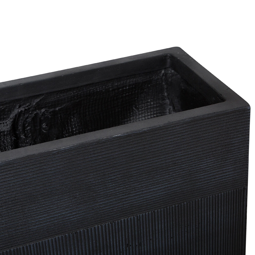 Vaso per piante rettangolare in argilla nera 80 x 30 x 22 cm per interni ed esterni