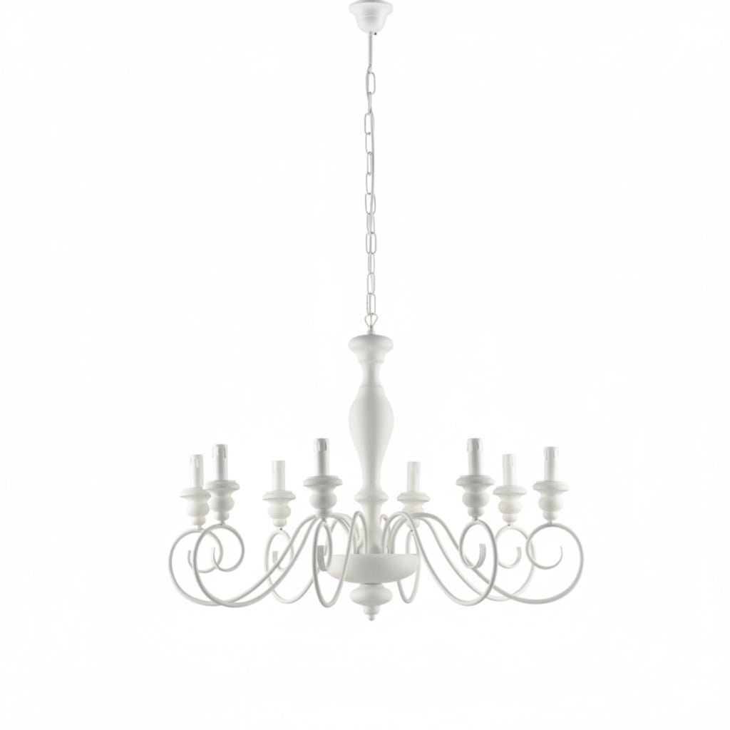 Lampadario Shabby Chic Cascina Bianco 8 Luci E14