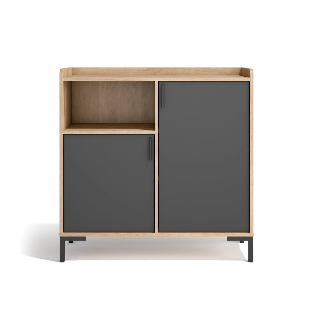 Credenza da ingresso Herdasa effetto rovere chiaro e grafite 88x90x33