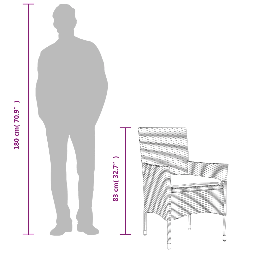 Set da Pranzo da Giardino 5 pz | Set Salotto da Giardino con Cuscini Polyrattan e Vetro