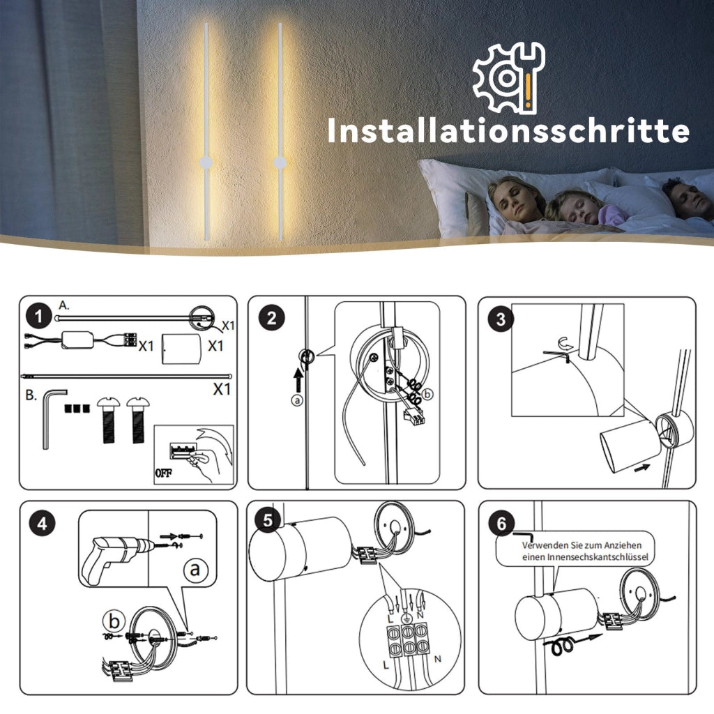 ZMH Applique a LED da interno 60CM lampada da corridoio bianca moderna 3000K per soggiorno