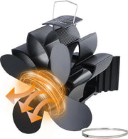 Ventilatore a calore senza elettricità - 4 pale - ventilatore silenzioso a riscaldamento per camino - camino a legna - canale fumoso - avvio rapido.