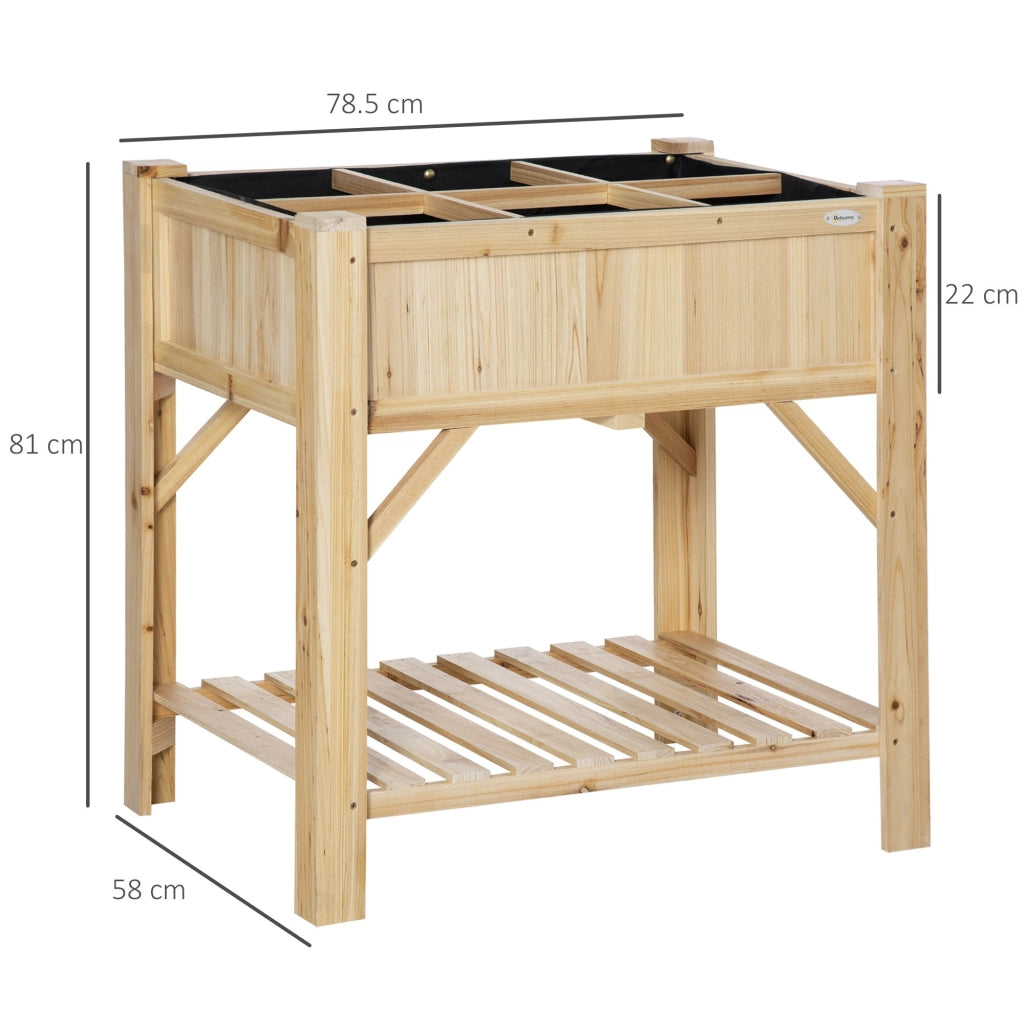 EasyComfort Letto per Orto Rialzato con 6 Scomparti in Legno di Abete, 78.5x58x81cm