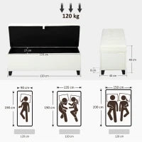 Banco da Archiviazione con 2 Cerniere di Sicurezza Coperchio Ribaltabile per Camera da Letto Soggiorno 120x40x48 cm Crema