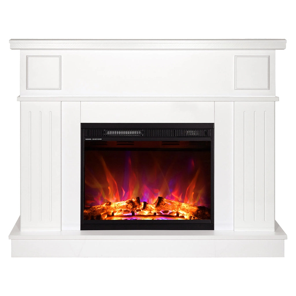 Camino Elettrico da Pavimento 95x120x30 cm Effetto Fiamma 1500W Olimpia & Lorance color Bianco