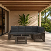 Set Divano da Giardino 6 pz Grigio e Grigio Scuro polyrattan 3437249