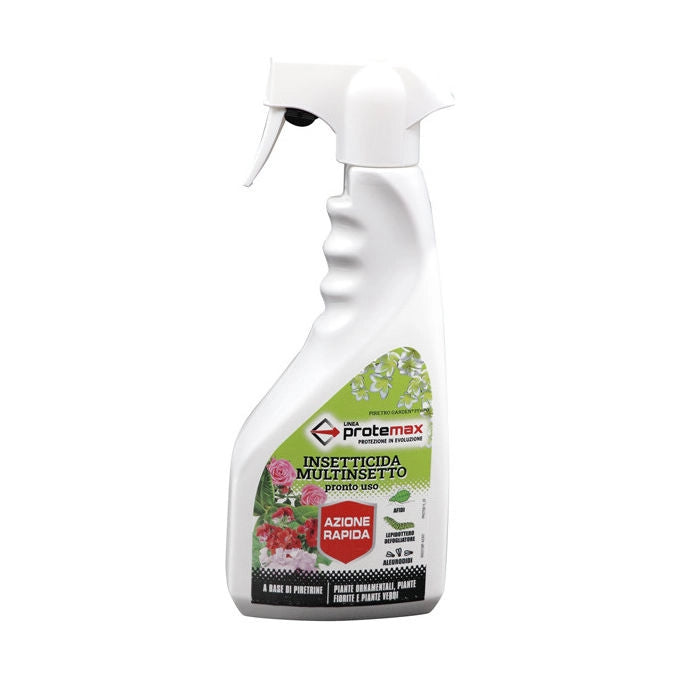 Protemax insetticida aficida spray pronto uso, 500 ml, piretrine pure, afidi, mosca bianca, lepidotteri, piante fiorite e verdi