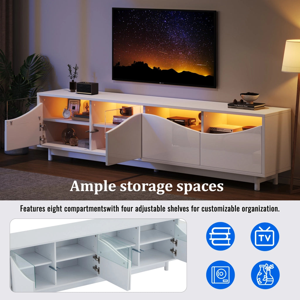 Mobile TV con 2 ante push to open; LED e passacavi - per soggiorno - 175 x 38 x 51 cm