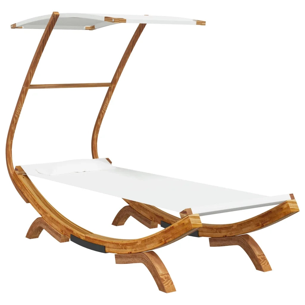 Lettino con Tettuccio 100x190x134 cm in Legno Curvato Crema 313943