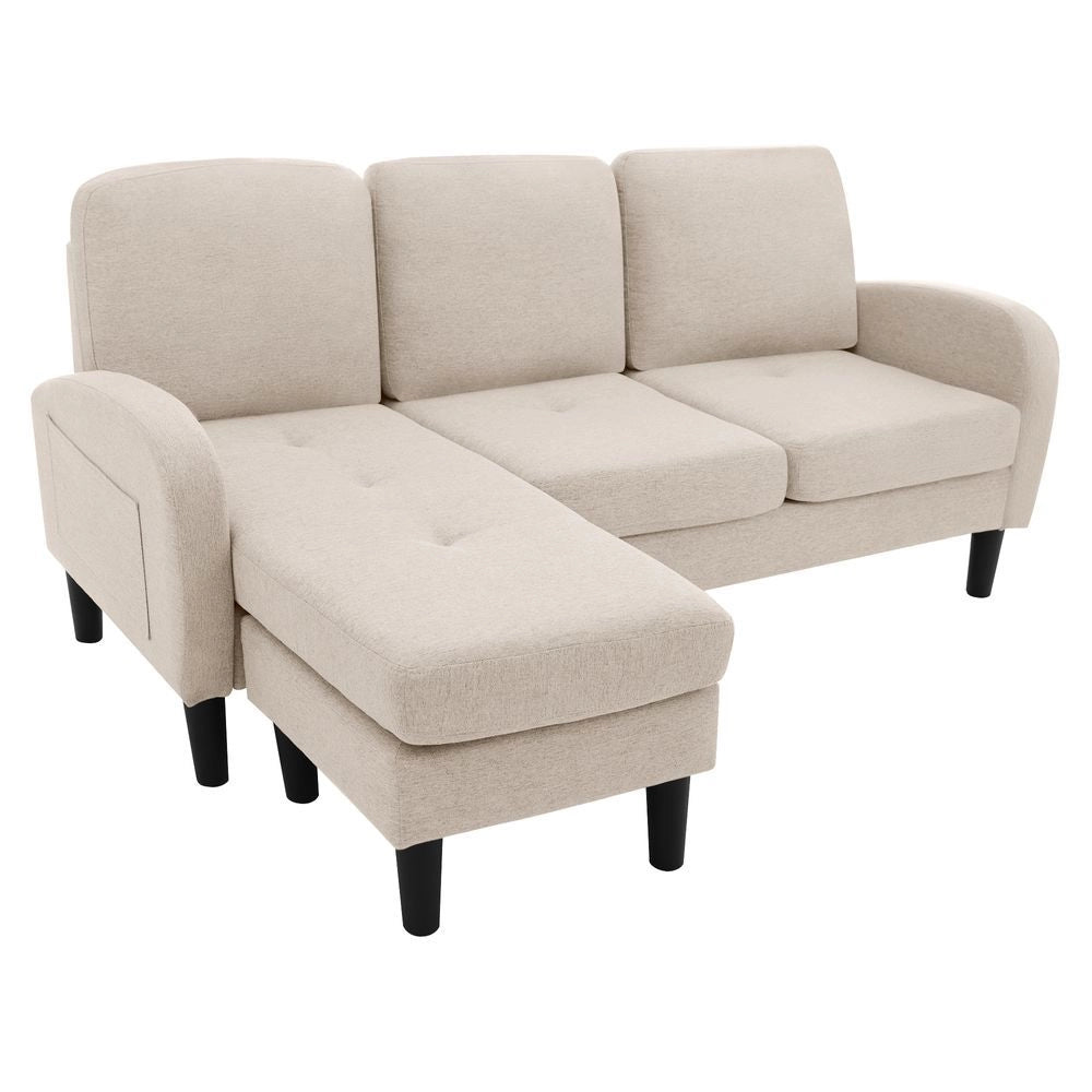 Divano angolare 3 posti - Xylo - 166x118x77cm Tessuto di cotone traspirante Beige