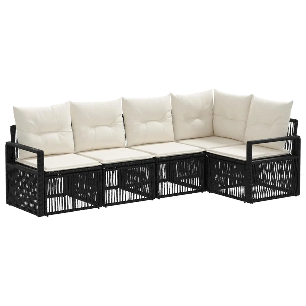 Set Divano da Giardino 5 pcs Nero polyrattan 3435709