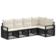 Set Divano da Giardino 5 pcs Nero polyrattan 3435709