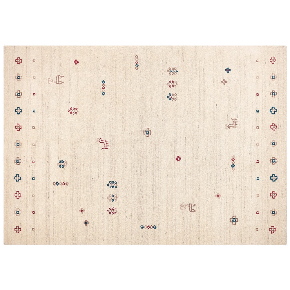 Tappeto Gabbeh di lana beige motivo floreale 200 x 300 cm soggiorno camera da letto