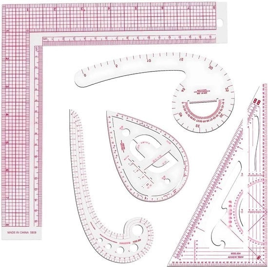 5 pezzi di carta da tagliare linea da cucire - modaiolo e metrico - linea curva per cucire e tagliare - attrezzo per curve per il disegno di moda