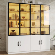 Vetrina combinata 120x40x160 cm con LED multicolore e 2 ante; bianca