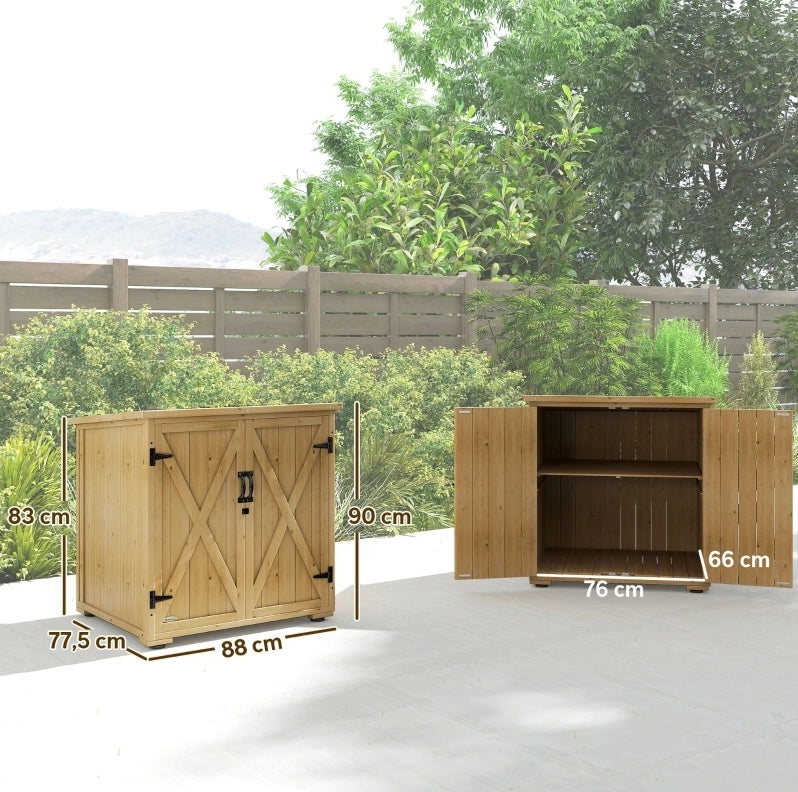 Armadio da giardino in legno grigio scuro con ripiano regolabile