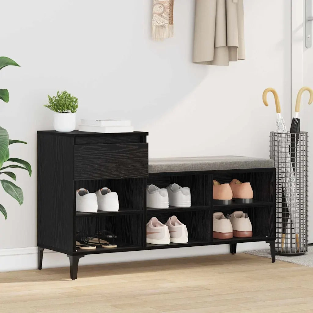 Mobile per scarpe con cassetto-Scarpiera Rovere nero 102 x 36 x 60 cm 680460