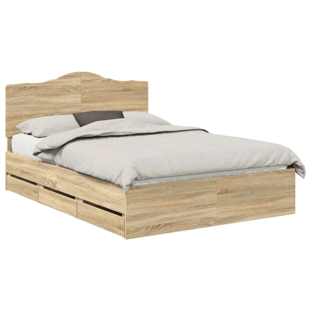 Struttura del letto con cassetto Rovere Sonoma 140 x 200 cm 3413410