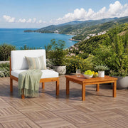 2-piece Garden Lounge Set With Cushions, Acacia Wood & Rope