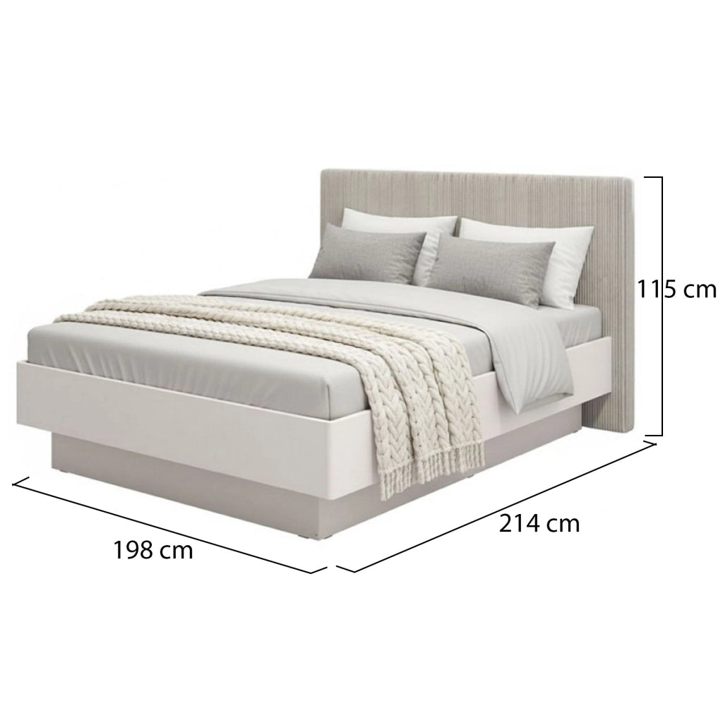 Letto Matrimoniale Ragogna, Letto Matrimoniale Testiera Imbottita Effetto Velluto, Grigio Tortora