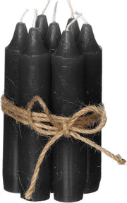 Set di candele in cera nera (7 pezzi) con durata di accensione di 4+ ore, candele a stantuffo da 11 cm e candele a tavola monocolori
